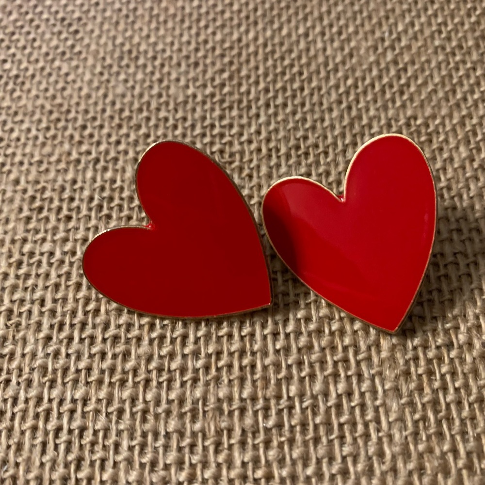 Womens red heart earrings